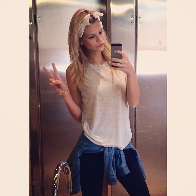 Nadine Leopold taking a selfie