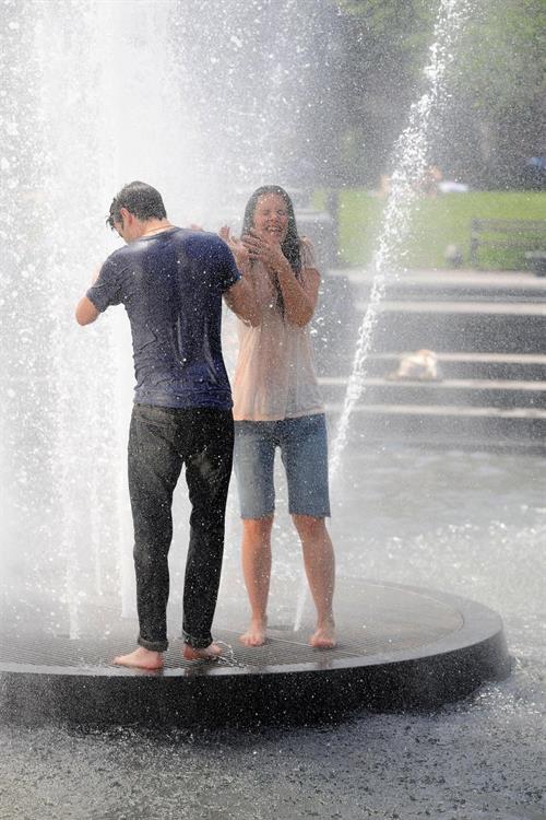 Katie Holmes Films  Mania Days  in Washington Square Park (May 21, 2013) 