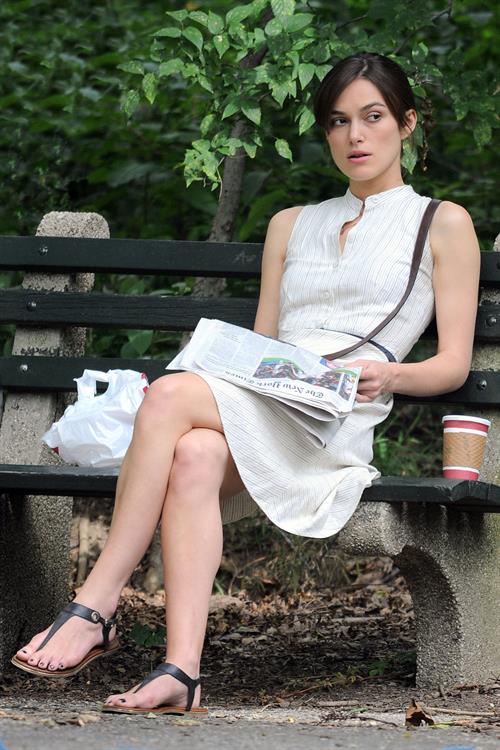 Keira Knightley on the set of 'Can A Song Save Your Life' in Central Park 8/7/12 