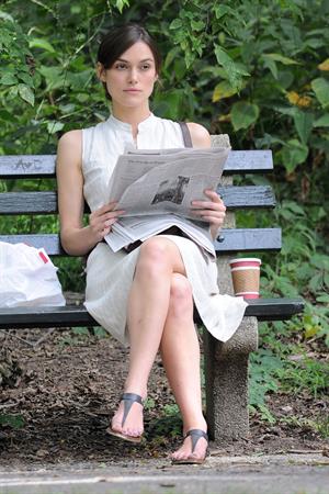 Keira Knightley on the set of 'Can A Song Save Your Life' in Central Park 8/7/12 