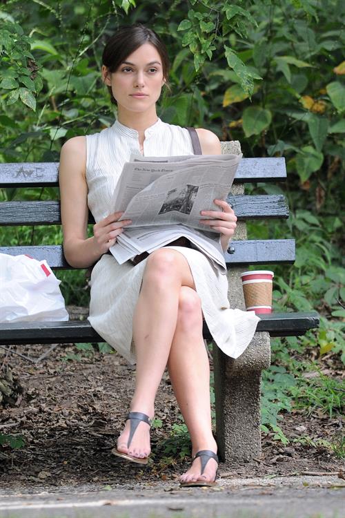 Keira Knightley on the set of 'Can A Song Save Your Life' in Central Park 8/7/12 