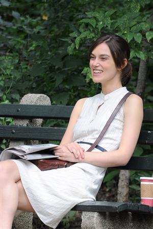 Keira Knightley on the set of 'Can A Song Save Your Life' in Central Park 8/7/12 