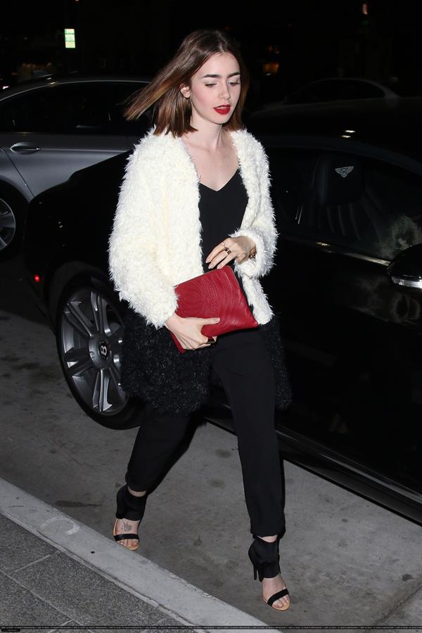 Lily Collins Hakkasan restaurant candids in Beverly Hills, October 10, 2013 