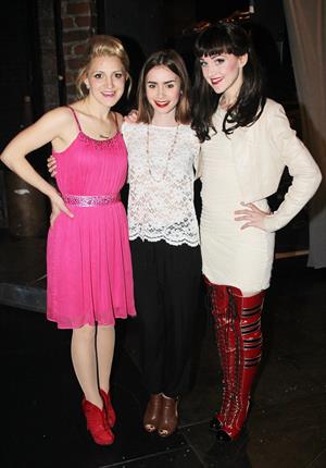 Lily Collins “Kinky Boots” backstage candids 10/17/13 