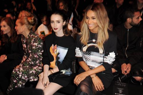 Lily Collins Pictures Lily Collins Givenchy Show Fashion Week 9/29/13
