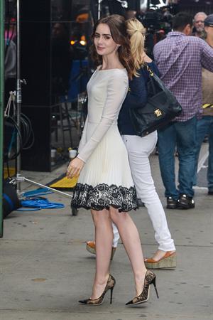 Lily Collins Outside 'Good Morning America' studio - New York, Aug. 7, 2013 