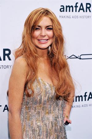 Lindsay Lohan amfAR New York Gala To Kick Off Fall 2013 Fashion Week on February 6, 2013