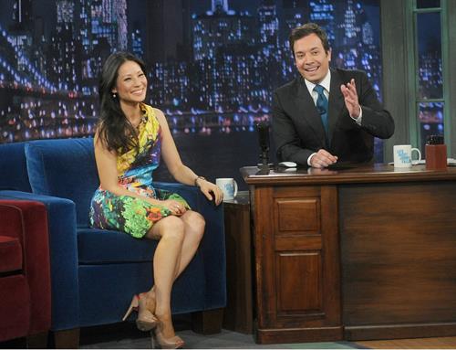 Lucy Liu Late Night with Jimmy Fallon in NYC 1/29/13 