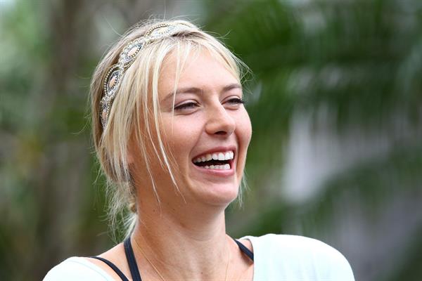 Maria Sharapova poses for a Photograph during a WTA all access Hour at the Ritz Carlton Hotel in Key Biscayne