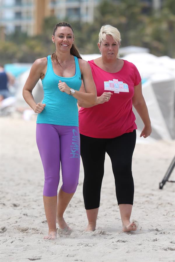 Michelle Heaton Filming a fitness show on Miami Beach, Florida (May 21, 2013) 