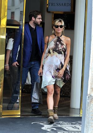 Michelle Hunziker Seen at Atelier Trussardi in Milan on June 27, 2013