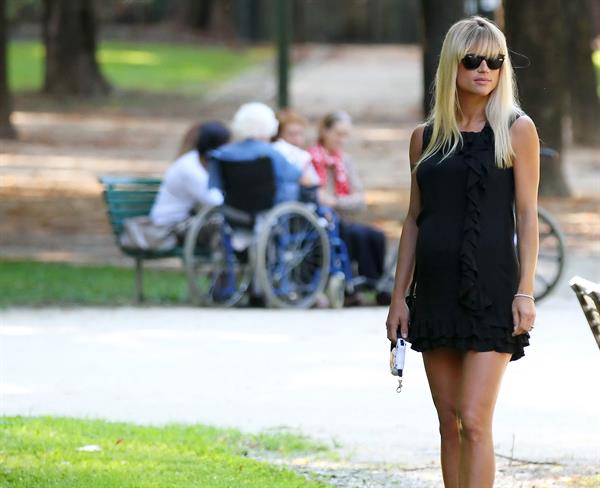 Michelle Hunziker at a Park in Milan August 29, 2013