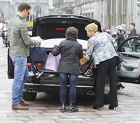 Michelle Hunziker leaving a restaurant in Italy October 10, 2012
