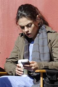 Mila Kunis on the set of The Angriest Man In Brooklyn in Hollywood (February 20, 2013) 