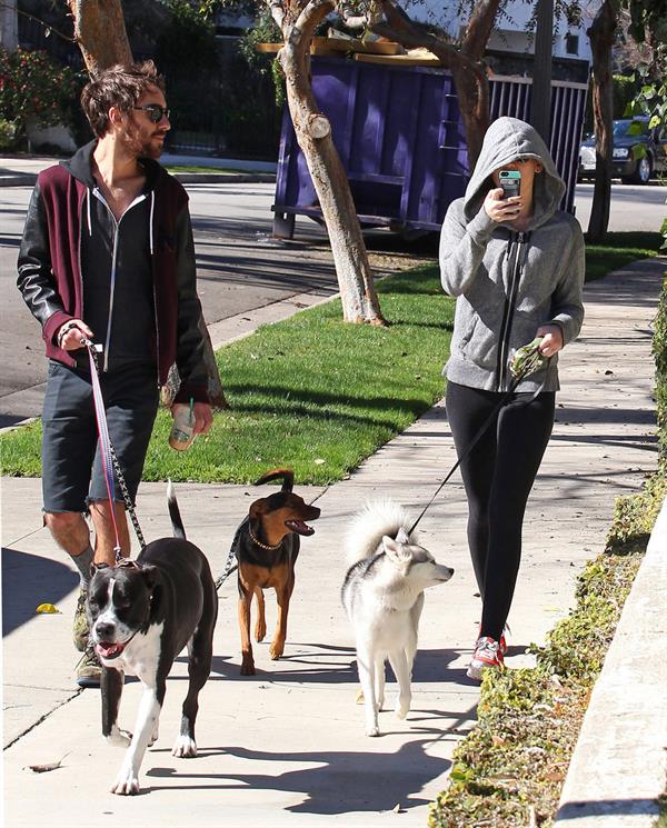Miley Cyrus walking her dog in Studio City 1/28/13 