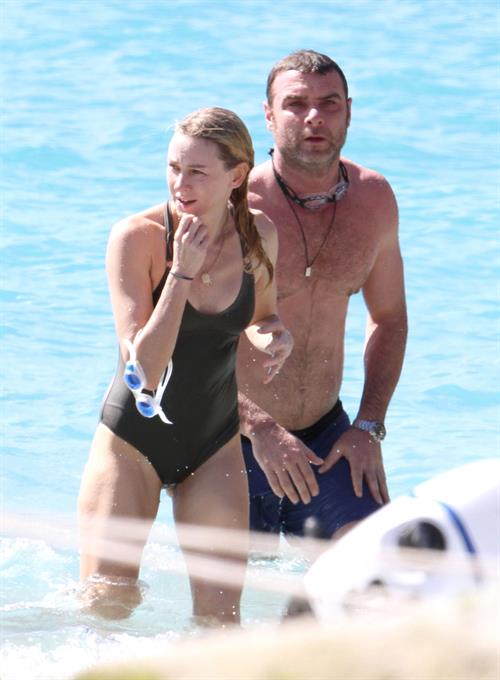 Naomi Watts Bikini Pictures Naomi Watts wearing a swimsuit on the beach in St Barts 12/31/12