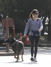 Nikki Reed jogging with her dog Enzo in Los Angeles on February 6, 2013