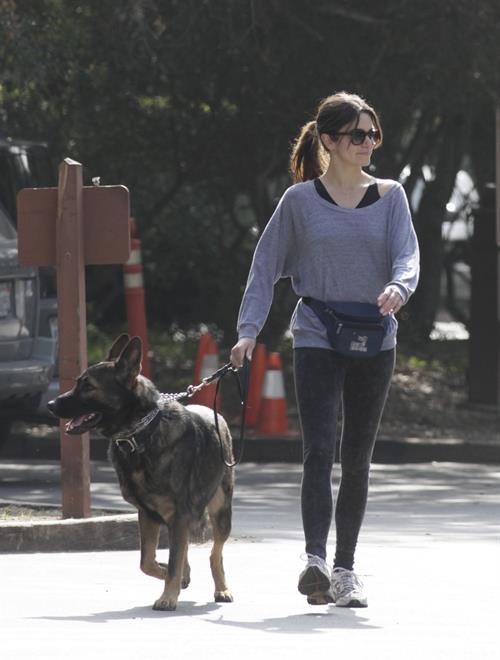 Nikki Reed jogging with her dog Enzo in Los Angeles on February 6, 2013