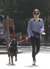 Nikki Reed jogging with her dog Enzo in Los Angeles on February 6, 2013