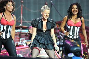 Alecia Moore (Pink) performing at the O2 Wireless festival in London on July 2, 2011