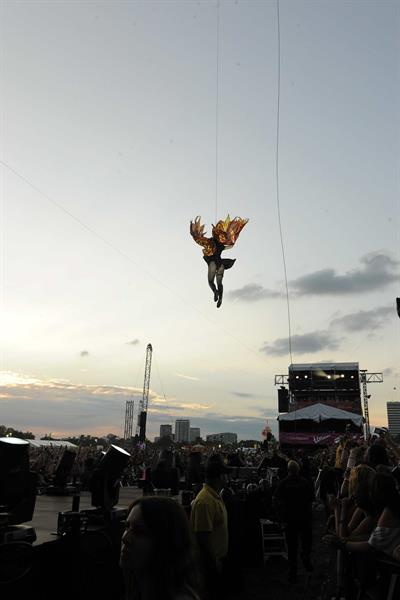Alecia Moore (Pink) performing at the O2 Wireless festival in London on July 2, 2011