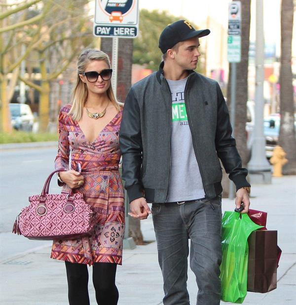 Paris Hilton and River Viiperi shop in Beverly Hills. February 9, 2013 