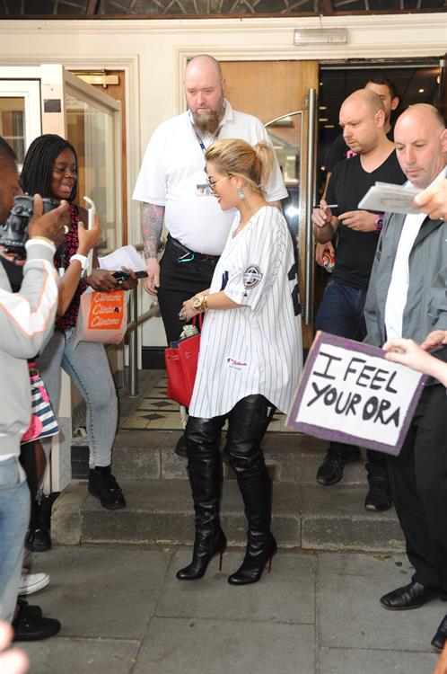 Rita Ora - leaving the BBC Maida Vale Studios in London 10 August 2012