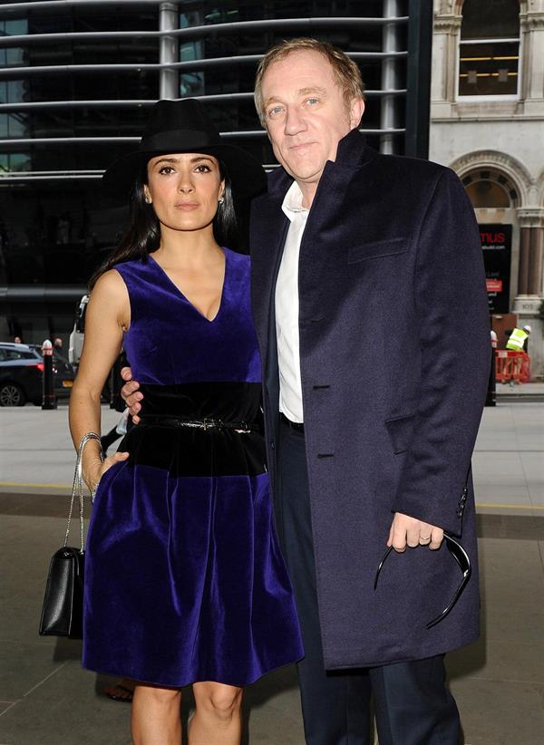 Salma Hayek Christopher Kane show at London Fashion Week 2/18/13 