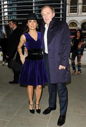 Salma Hayek Christopher Kane show at London Fashion Week 2/18/13 