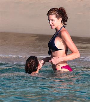 Stephanie Seymour bikini candids on the beach in St. Barts 12/31/12 
