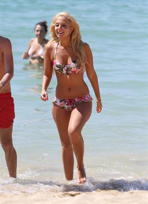 Tulisa Contostavlos in a bikini on the beach in Honolulu July 31, 2012