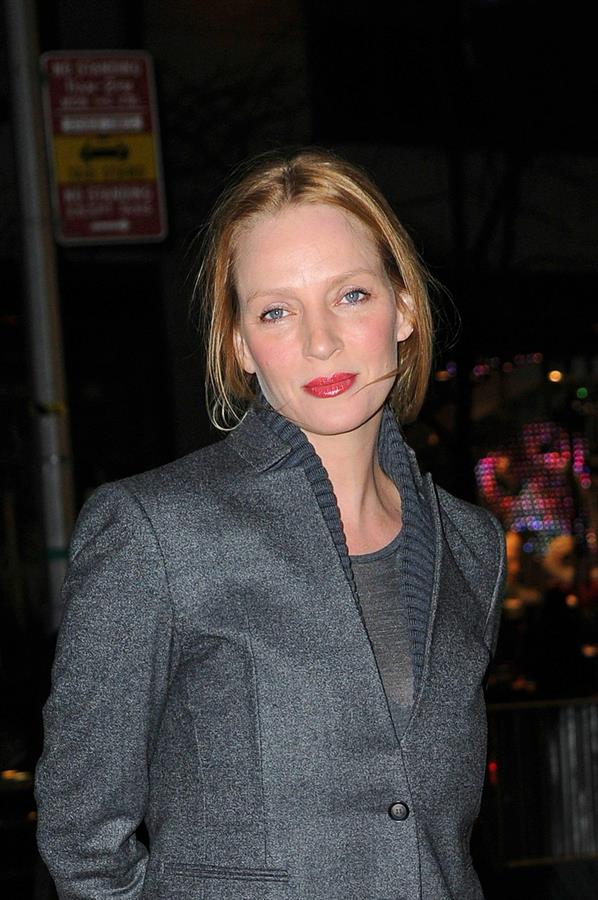 Uma Thurman Arriving at Christie's Auction House in New York December 18, 2012 