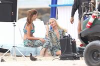 Minka Kelly, Annie Ilonzeh and Rachael Taylor film Charlie's Angels on a beach in Miami 02-09-11