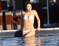 Myleene Klass in a white bikini in Cape Town