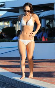 Myleene Klass in a white bikini in Cape Town