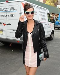 Victoria Justice at the Rebecca Minkoff fashion show during Mercedes-Benz Fashion Week Spring 2015 on September 5, 2014