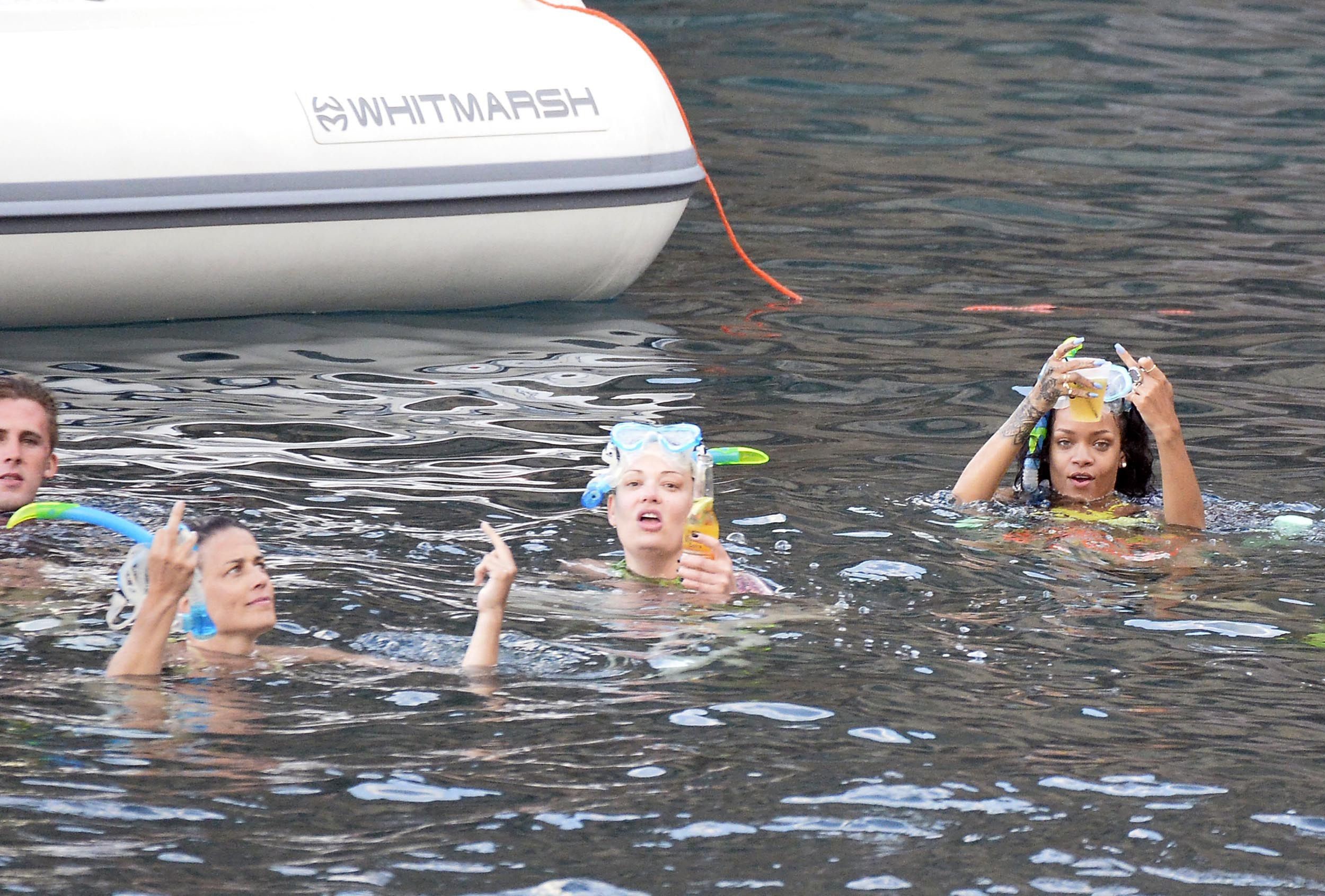 Rihanna enjoying a break on a yacht in Ponza August 29, 2014