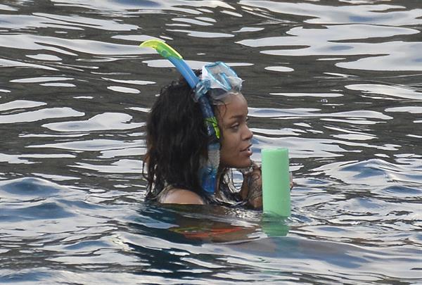 Rihanna enjoying a break on a yacht in Ponza August 29, 2014