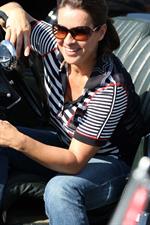 Katarina Witt at the oldtimer car rally Hamburg-Berlin-Klassik August 30, 2014