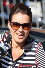 Katarina Witt at the oldtimer car rally Hamburg-Berlin-Klassik August 30, 2014
