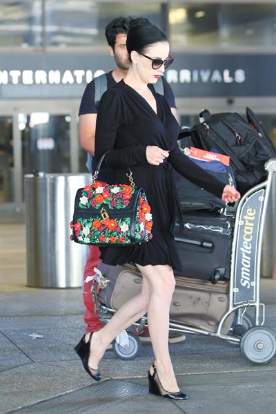 Dita Von Teese arrives from a flight at LAX August 20, 2014