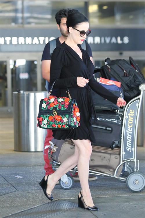 Dita Von Teese arrives from a flight at LAX August 20, 2014
