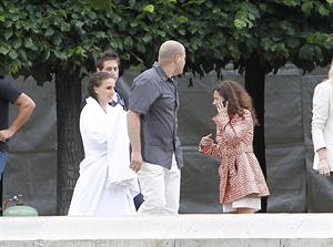 Natalie Portman modeling for a Miss Dior campaign photo shoot in the gardens of the Palais Royal in Paris 6/26/12 