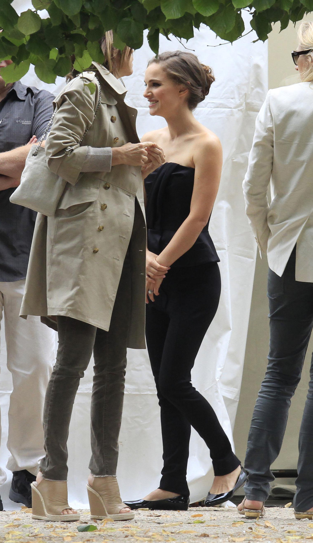 Natalie Portman modeling for a Miss Dior campaign photo shoot in the gardens of the Palais Royal in Paris 6/26/12 