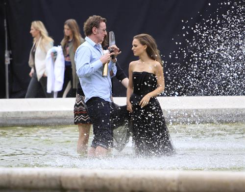 Natalie Portman modeling for a Miss Dior campaign photo shoot in the gardens of the Palais Royal in Paris 6/26/12 