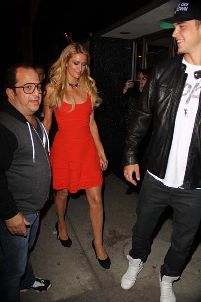 Paris Hilton enjoys a night out with her boyfriend in Beverly Hills on June 6, 2013