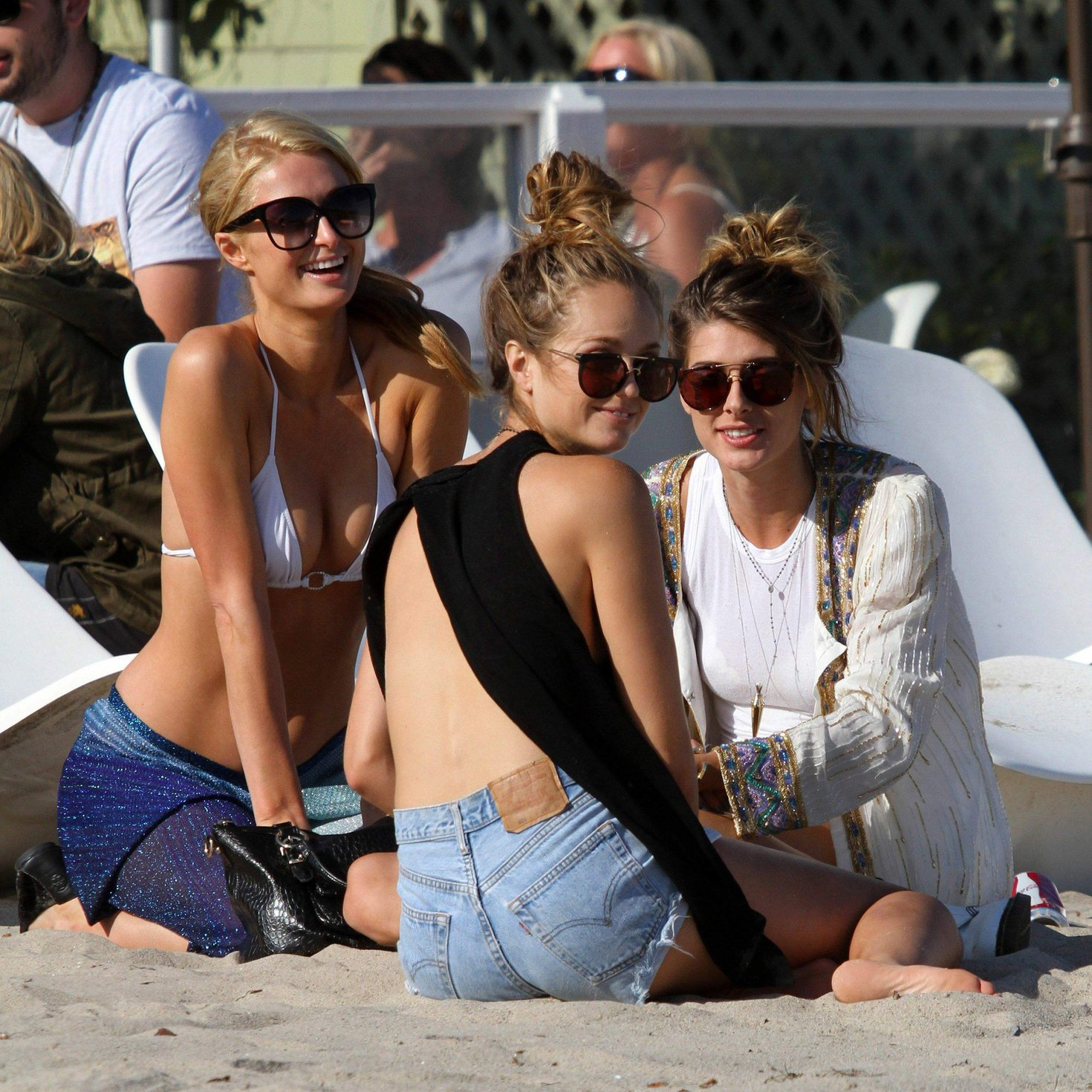 Paris Hilton a party on the beach in Malibu July 27, 2013