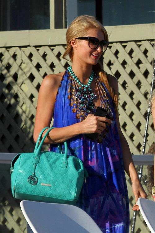 Paris Hilton a party on the beach in Malibu July 27, 2013