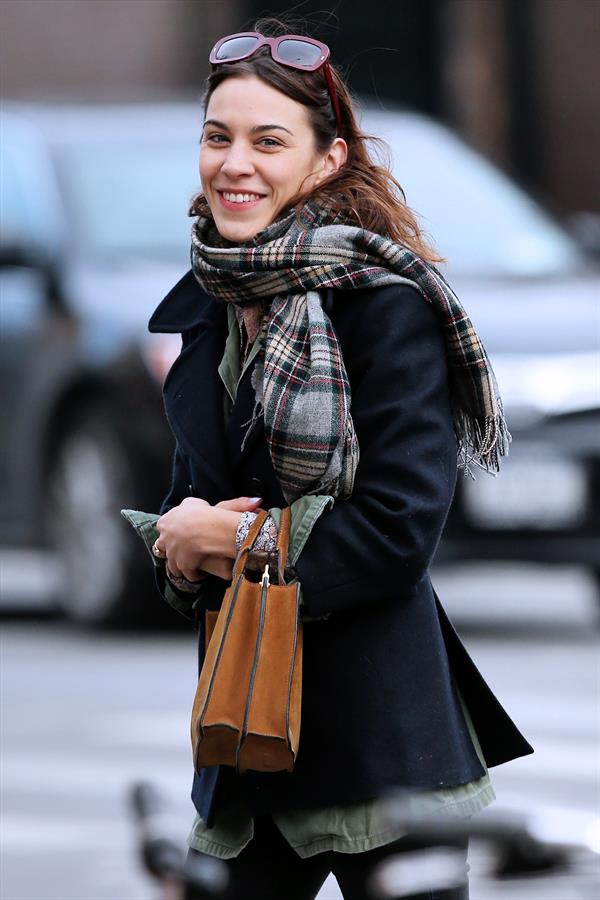 Alexa Chung Peels restaurant in the East Village in NYC, December 20, 2013