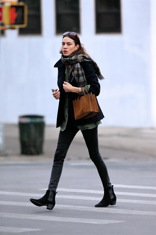 Alexa Chung Peels restaurant in the East Village in NYC, December 20, 2013